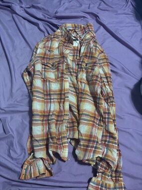 H&M Yellow and White Plaid Button-Down Shirt